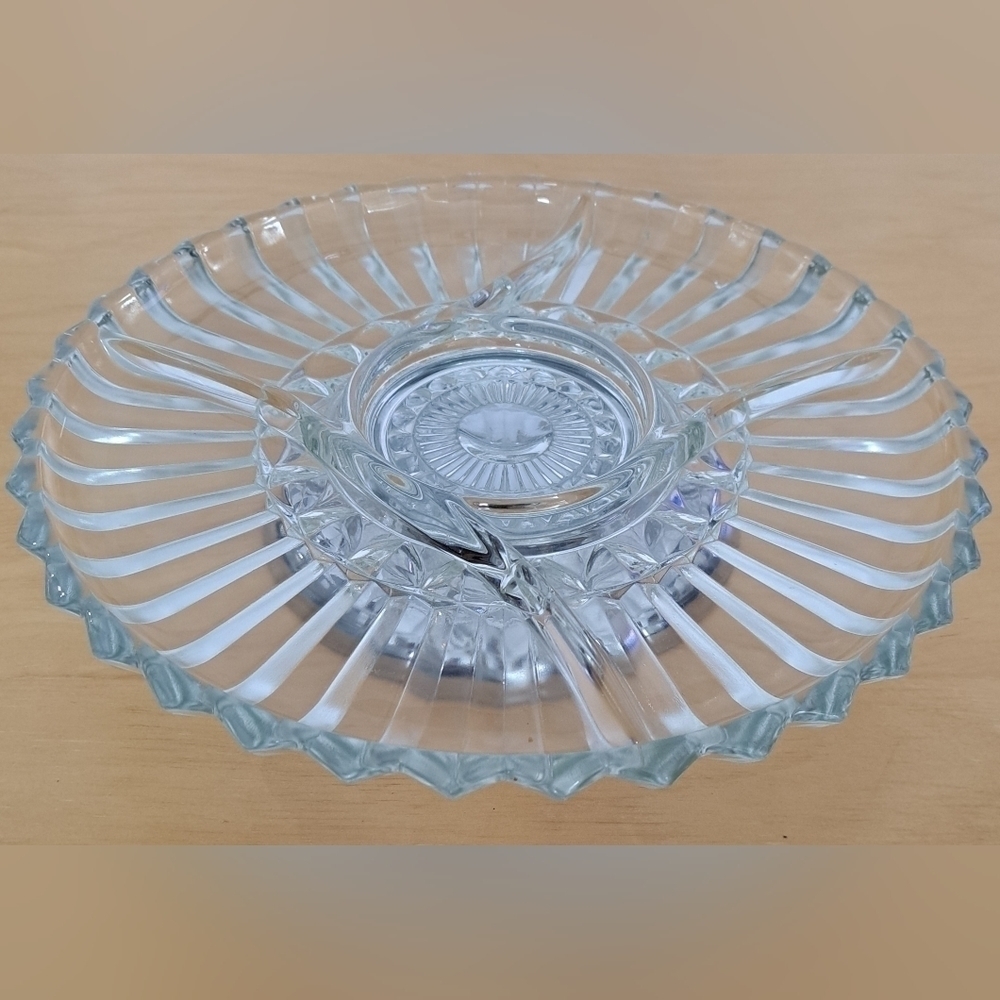 Kromex glass vintage Lazy Suzan appetizer tray serving tray platter made  in USA